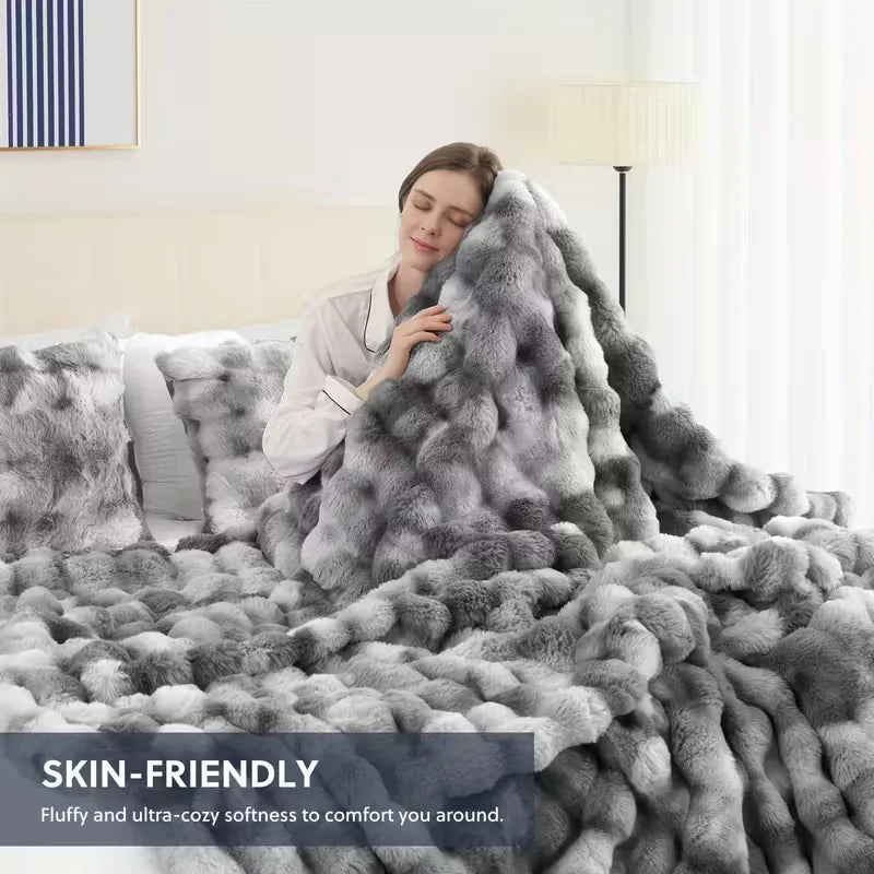 Faux Fur Rabbit Blanket – Soft & Cozy Home Decor