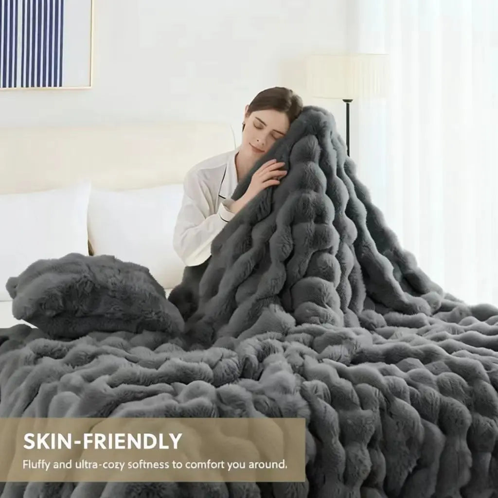 Faux Fur Rabbit Blanket – Soft & Cozy Home Decor