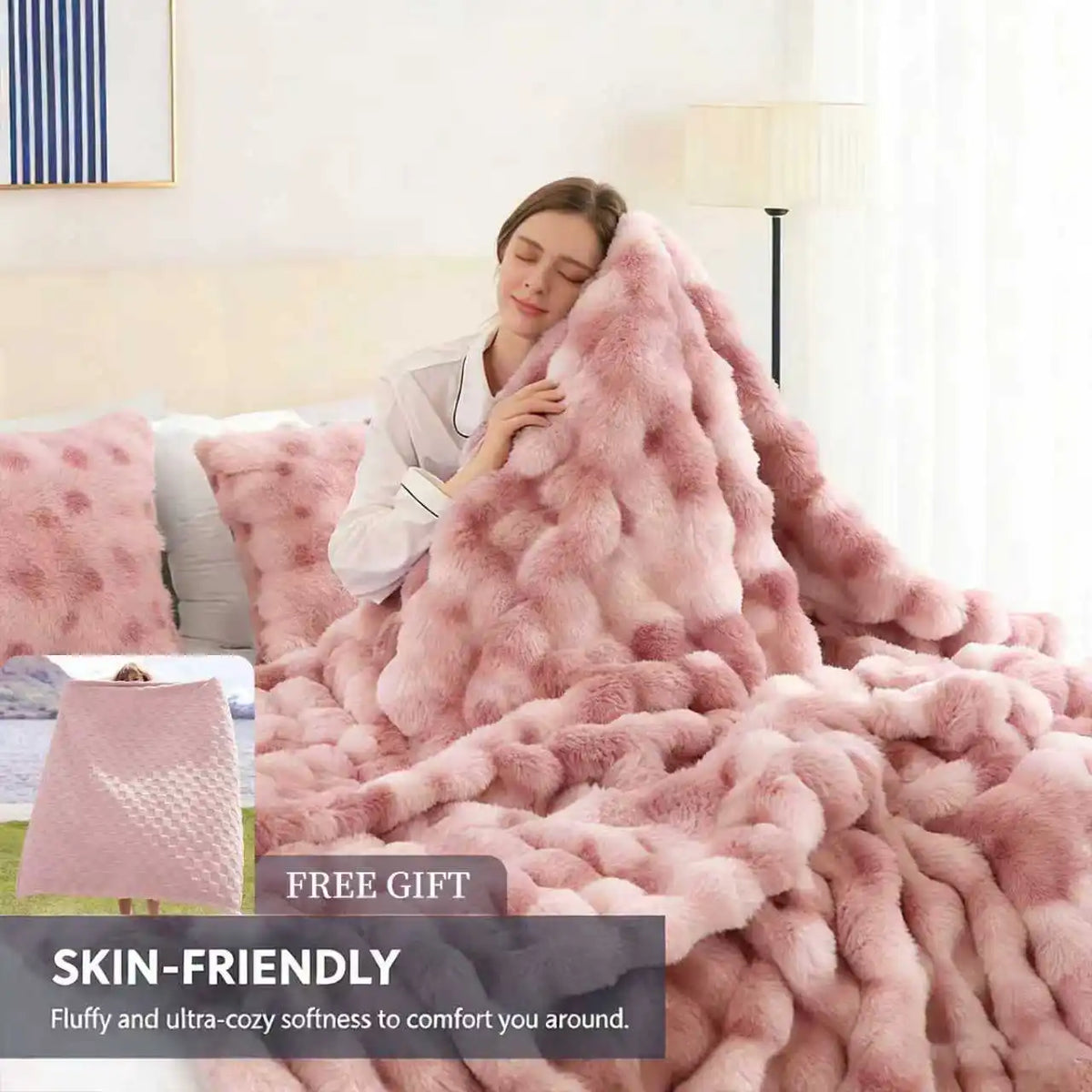Faux Fur Rabbit Blanket – Soft & Cozy Home Decor