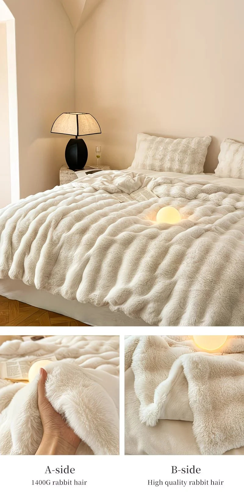 Faux Fur Rabbit Blanket – Soft & Cozy Home Decor