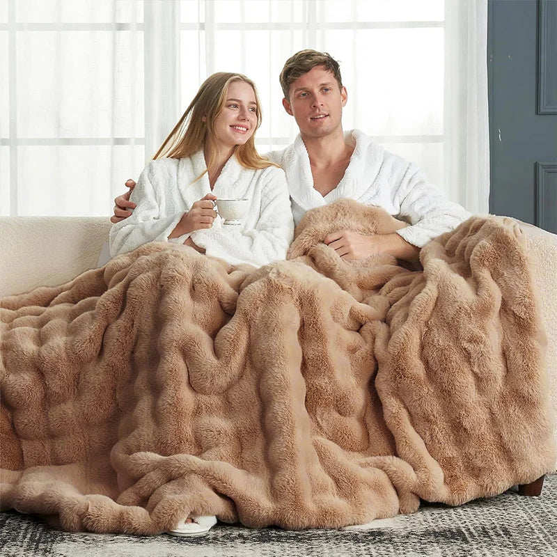 Faux Fur Rabbit Blanket – Soft & Cozy Home Decor