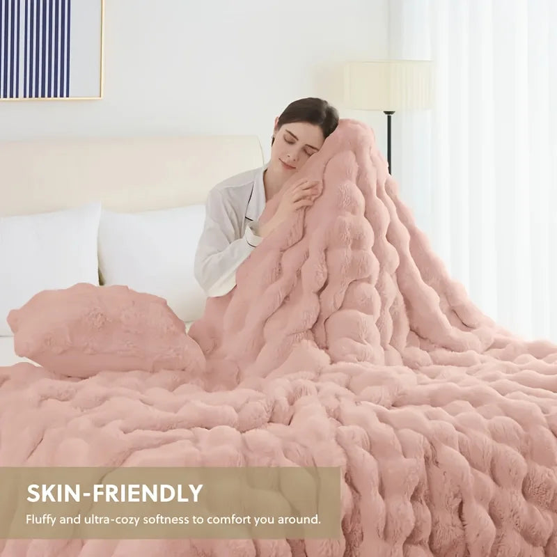 Faux Fur Rabbit Blanket – Soft & Cozy Home Decor