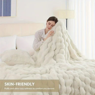 Faux Fur Rabbit Blanket – Soft & Cozy Home Decor