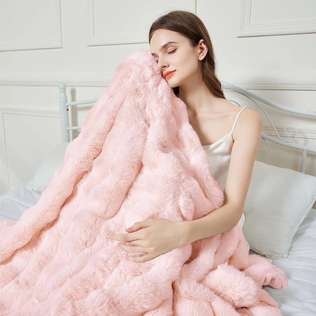 Faux Fur Rabbit Blanket – Soft & Cozy Home Decor