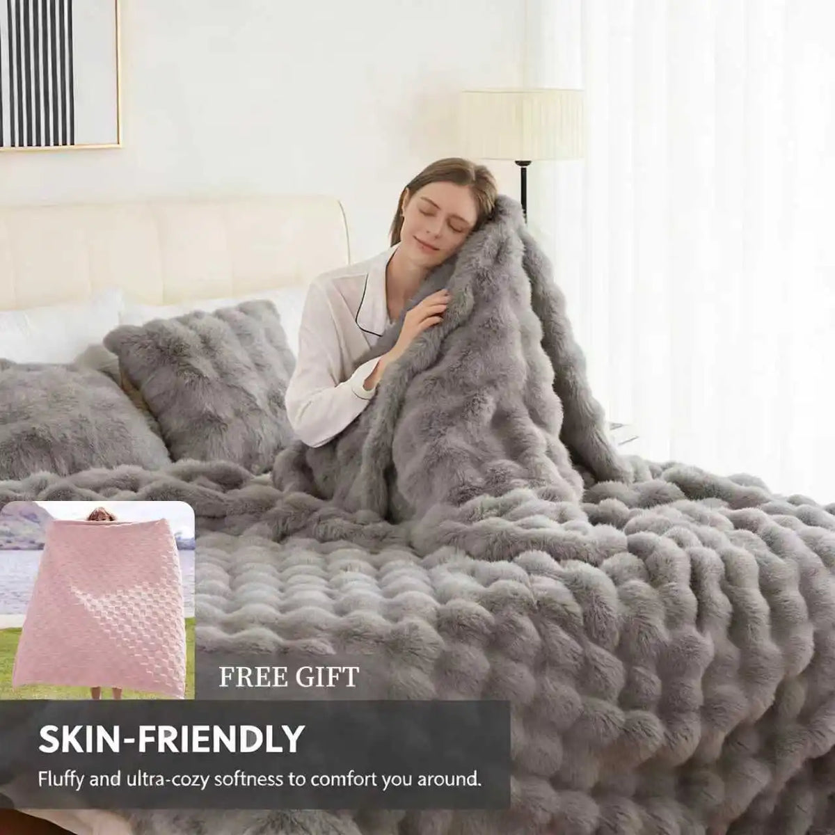 Faux Fur Rabbit Blanket – Soft & Cozy Home Decor