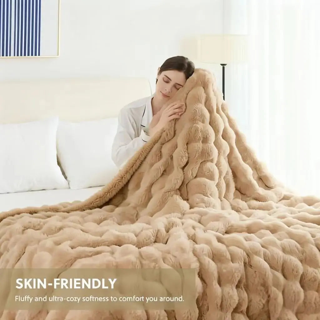 Faux Fur Rabbit Blanket – Soft & Cozy Home Decor