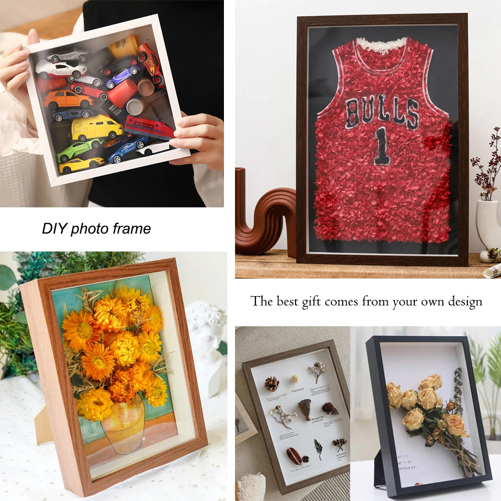Wooden Shadow Box Photo Frame – Deep Display Frame for Home Decor