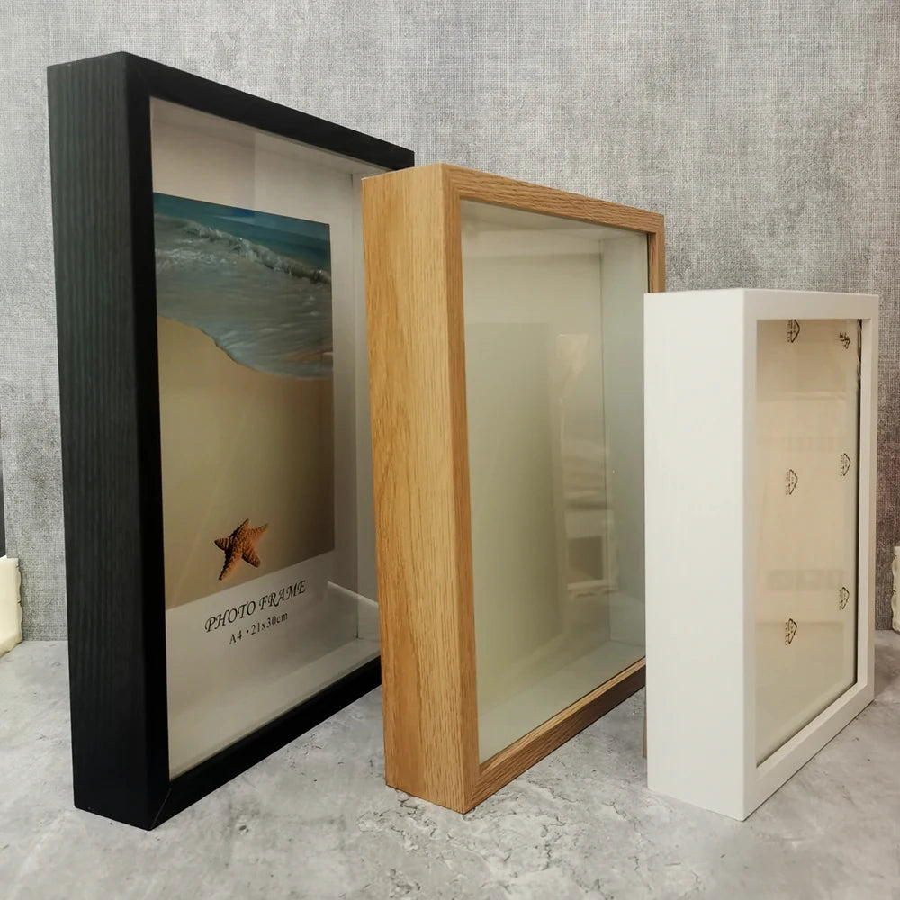 Wooden Shadow Box Photo Frame – Deep Display Frame for Home Decor