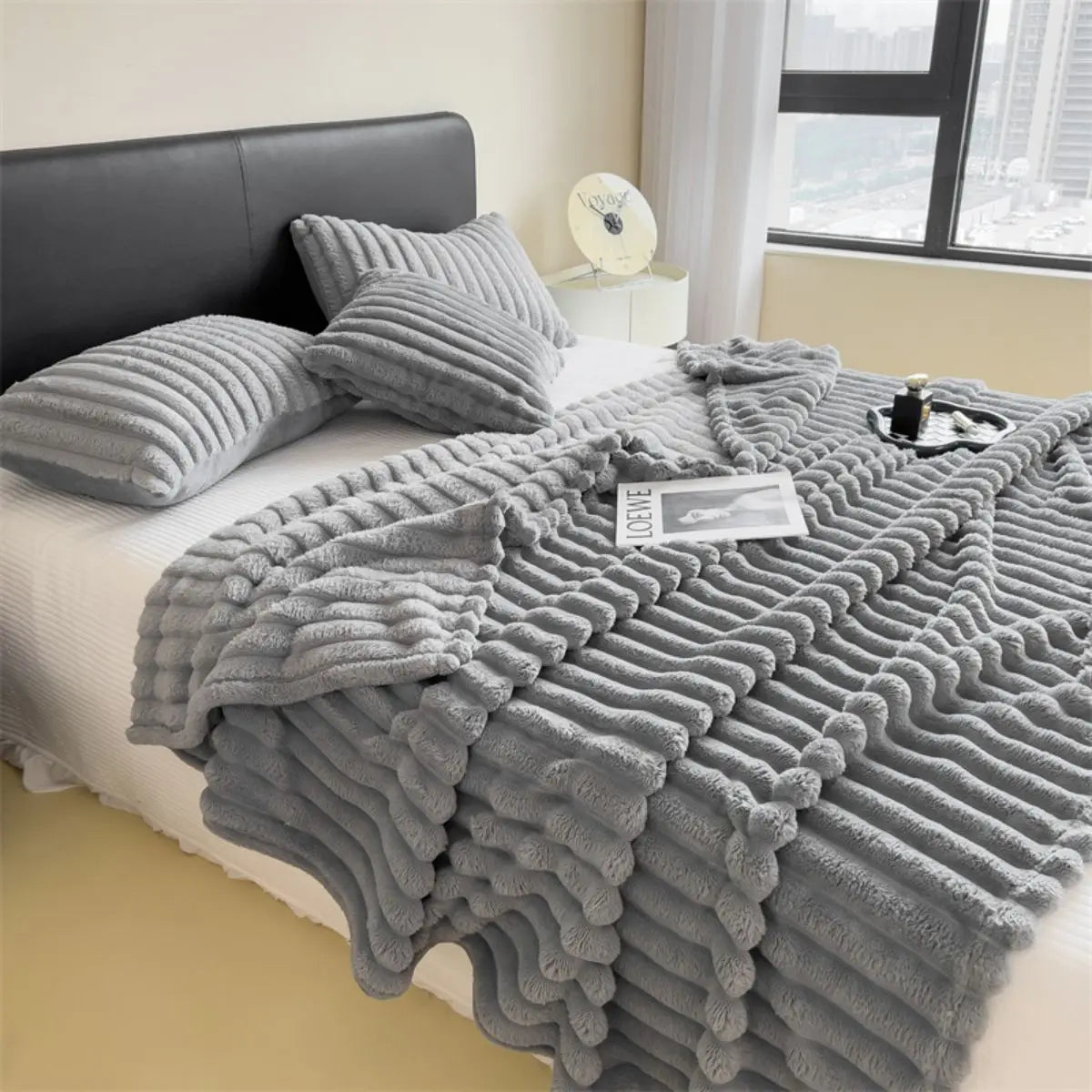 Cozy Striped Fleece Blanket