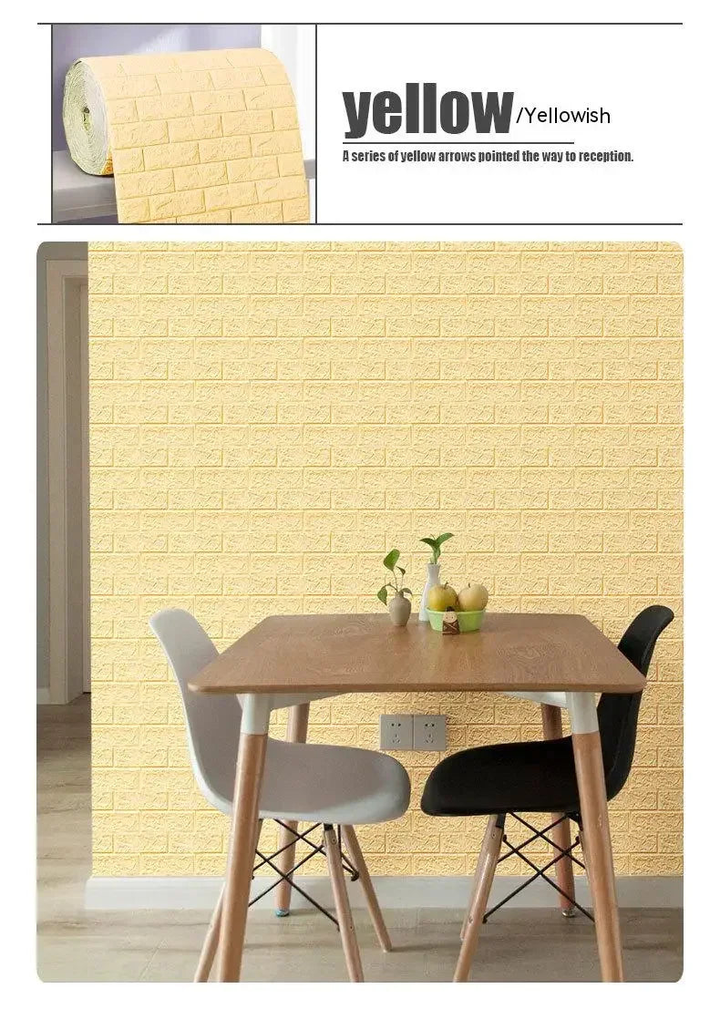3D Foam Brick Wall Sticker – Self-Adhesive Waterproof Wallpaper