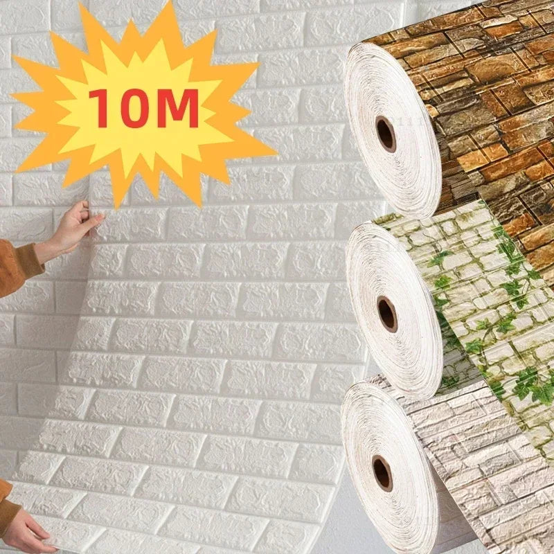 3D Foam Brick Wall Sticker – Self-Adhesive Waterproof Wallpaper