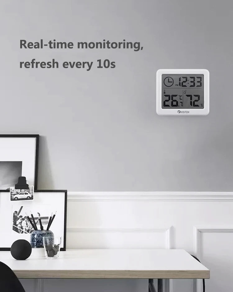 Digital Desk Clock with Temperature & Humidity Display