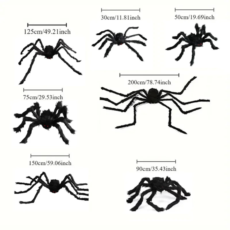 Giant Halloween Plush Spider Decoration – 30cm to 200cm