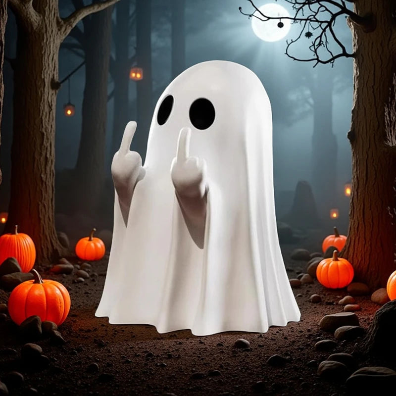 Middle Finger Ghost Statue – Halloween Novelty Decor