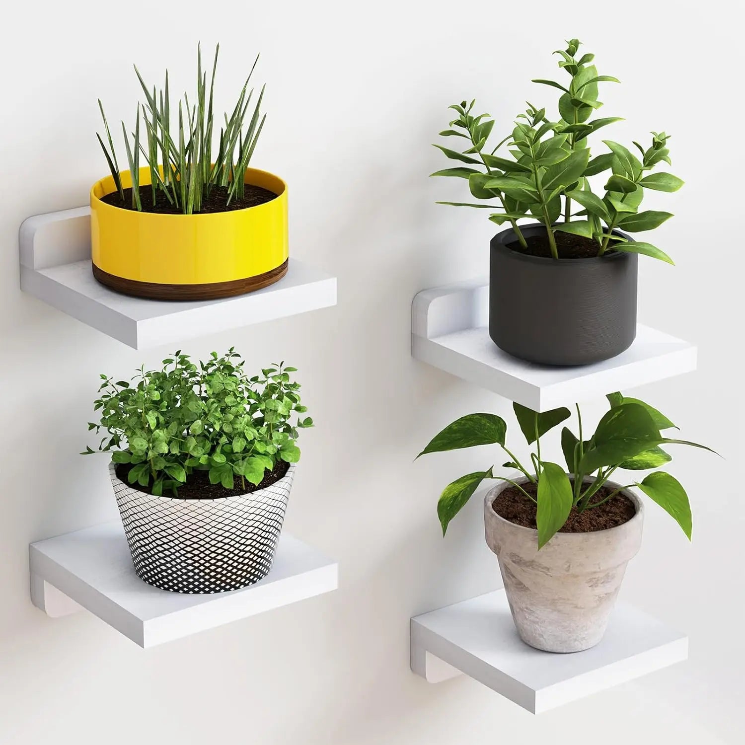 4-Pack Small Floating Wood Shelves for Wall – 5 Inch Display Ledges