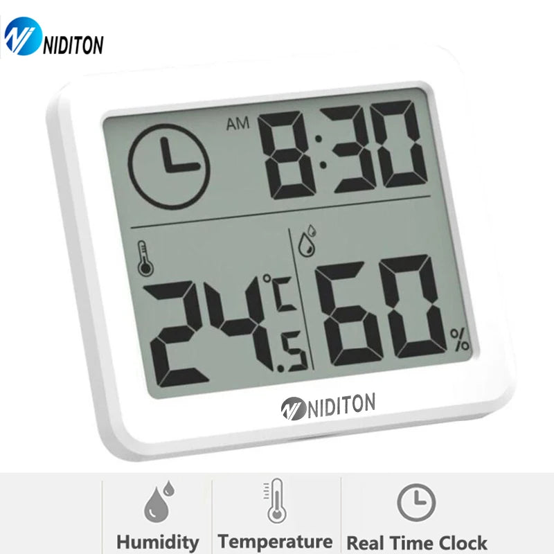 Digital Desk Clock with Temperature & Humidity Display
