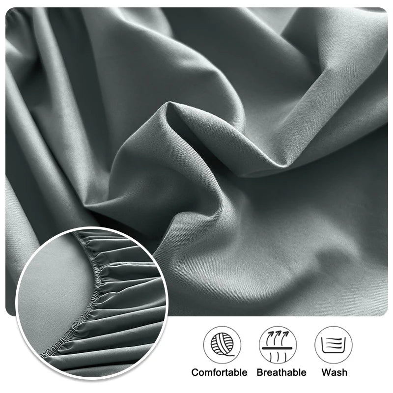 90/120/150/180x200 Fitted Bed Sheet With Elastic Band Solid Color Mattress Covers Protector Single Double King Beds 100% Polyest
