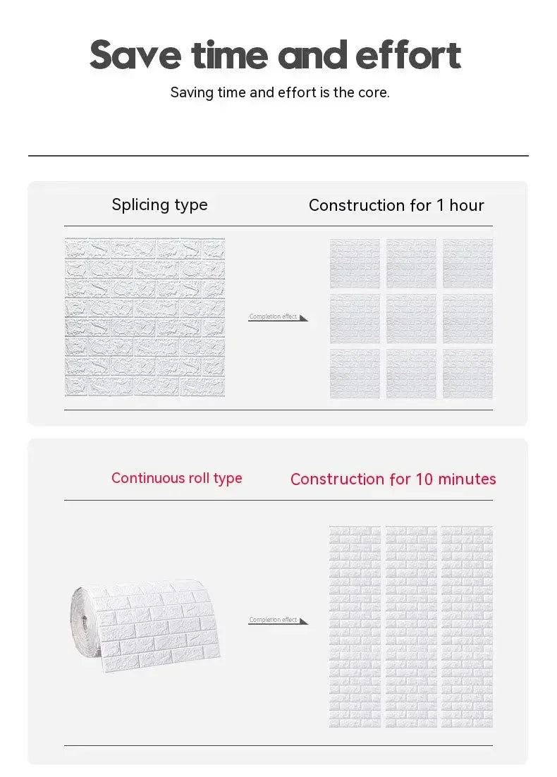 3D Foam Brick Wall Sticker – Self-Adhesive Waterproof Wallpaper
