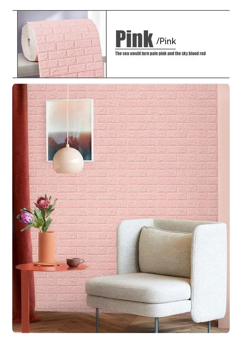 3D Foam Brick Wall Sticker – Self-Adhesive Waterproof Wallpaper