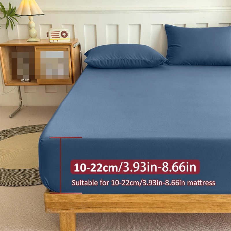 90/120/150/180x200 Fitted Bed Sheet With Elastic Band Solid Color Mattress Covers Protector Single Double King Beds 100% Polyest