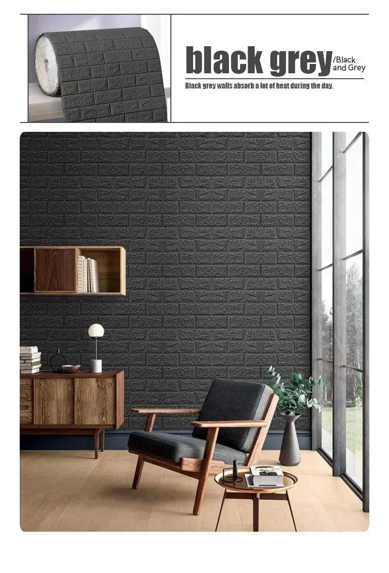 3D Foam Brick Wall Sticker – Self-Adhesive Waterproof Wallpaper
