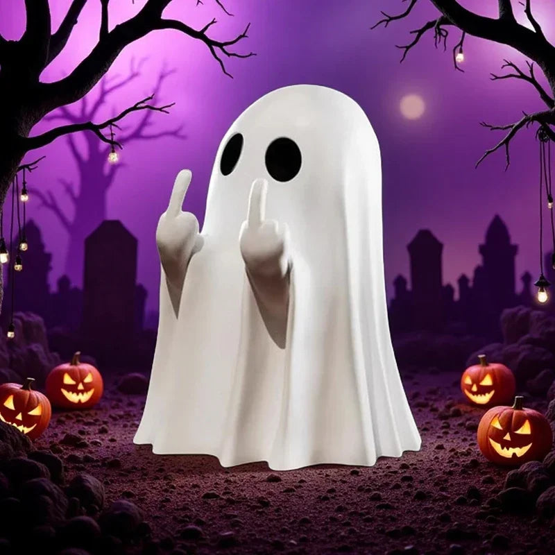 Middle Finger Ghost Statue – Halloween Novelty Decor