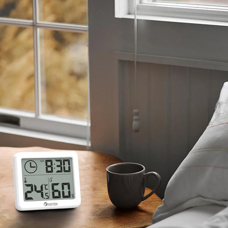 Digital Desk Clock with Temperature & Humidity Display