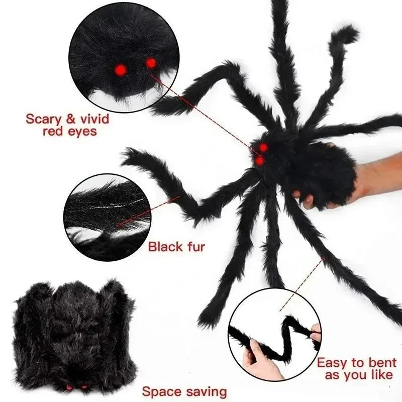 Giant Halloween Plush Spider Decoration – 30cm to 200cm