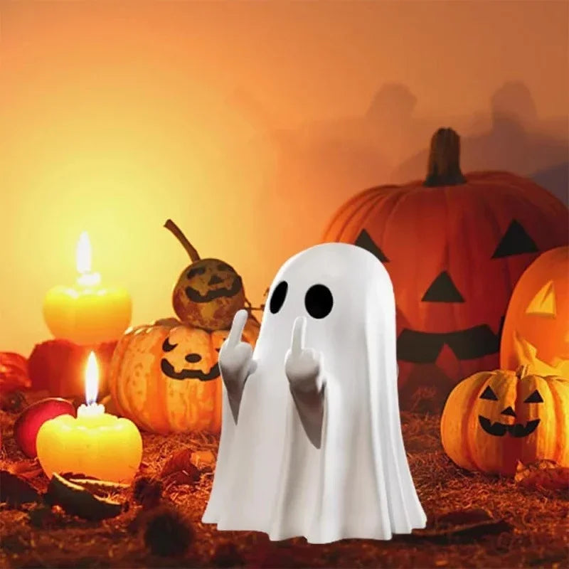 Middle Finger Ghost Statue – Halloween Novelty Decor