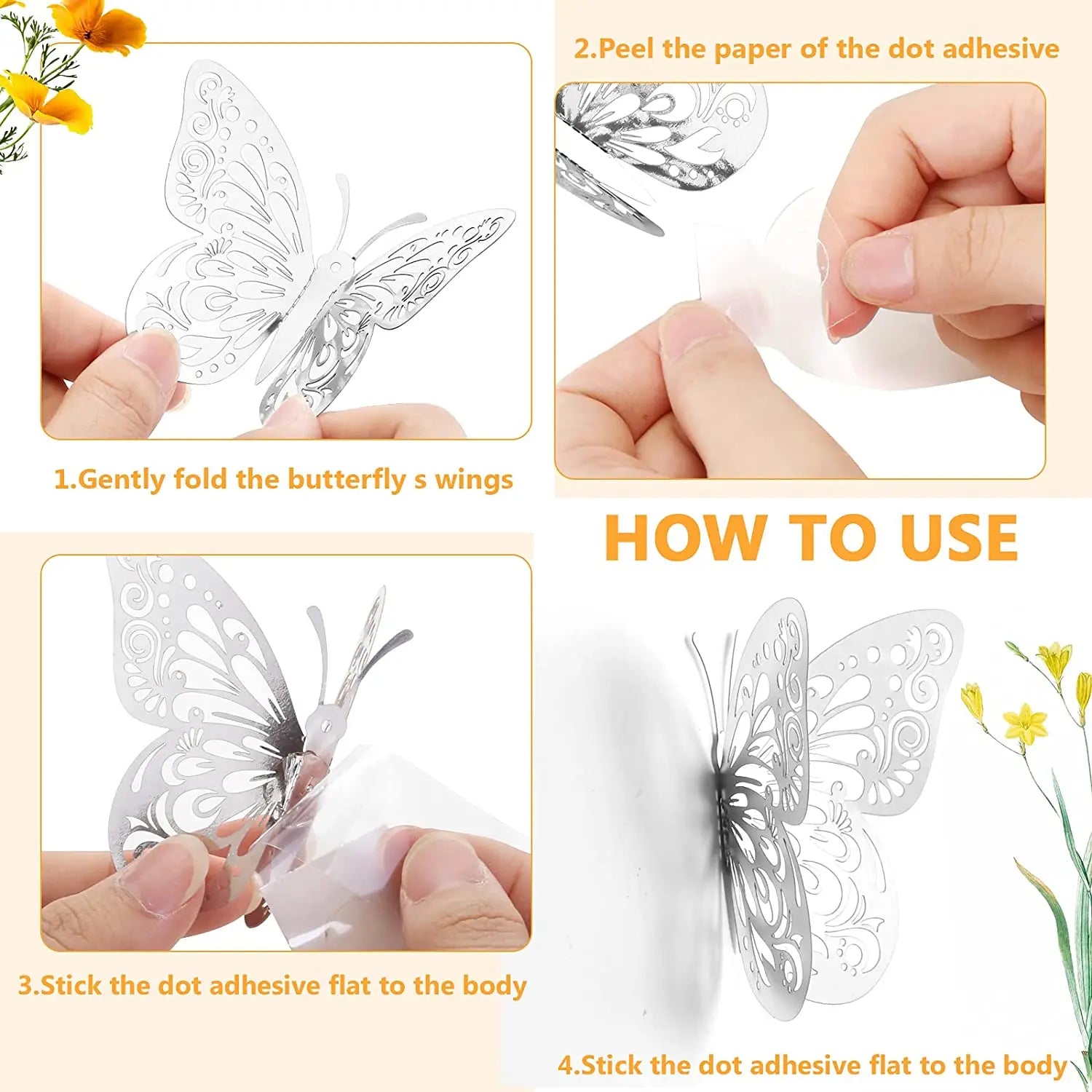 3D Butterfly Wall Stickers – 12-Piece Home Decor Set