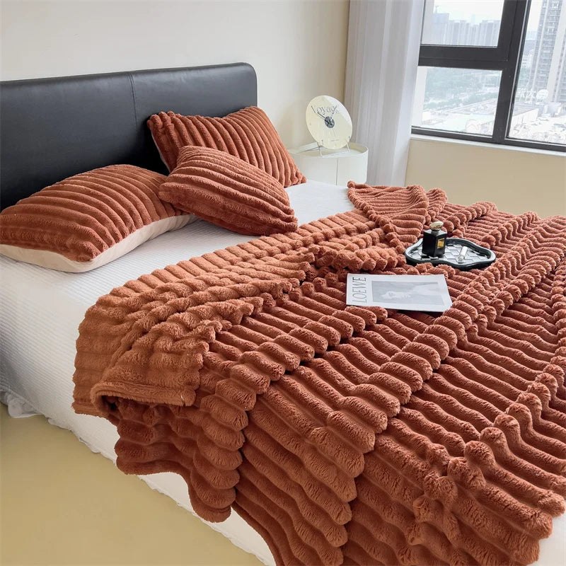 Cozy Striped Fleece Blanket