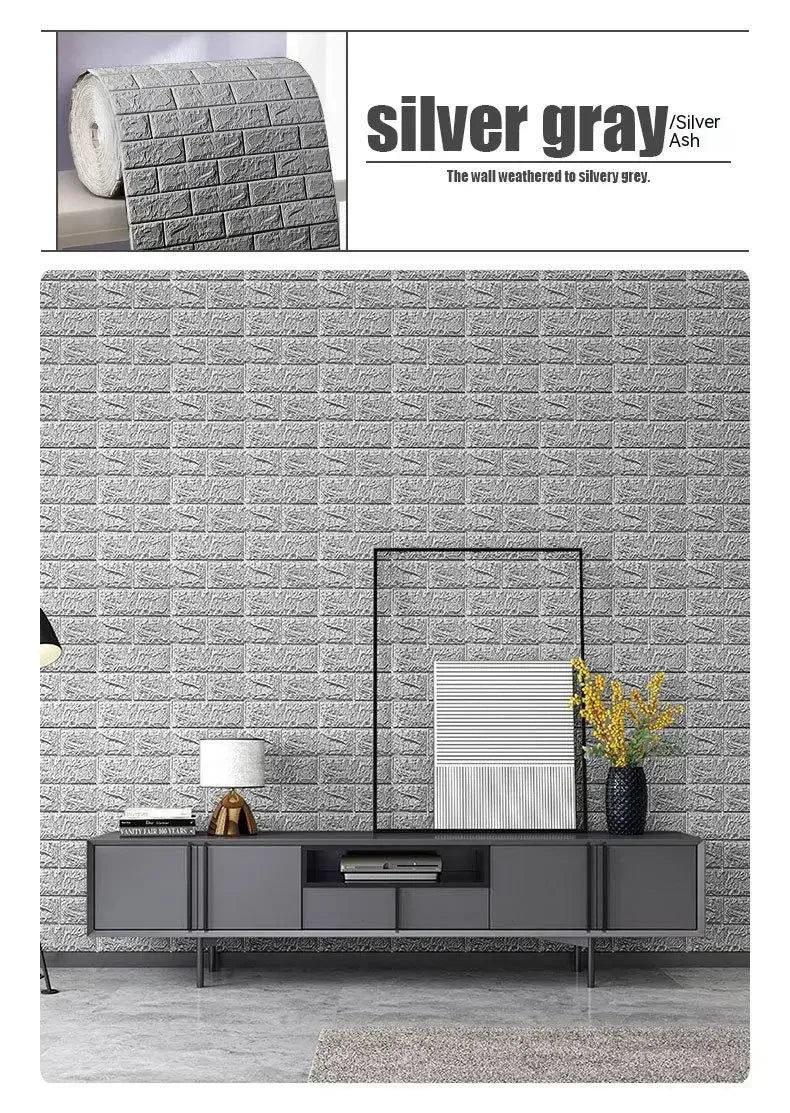 3D Foam Brick Wall Sticker – Self-Adhesive Waterproof Wallpaper