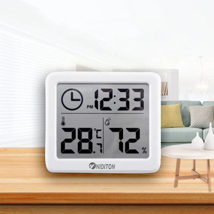 Digital Desk Clock with Temperature & Humidity Display