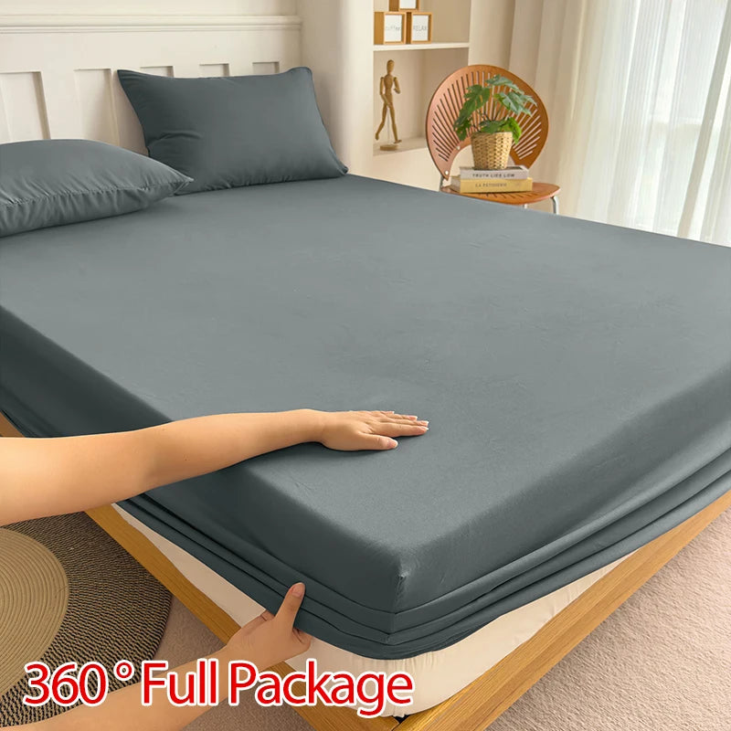 90/120/150/180x200 Fitted Bed Sheet With Elastic Band Solid Color Mattress Covers Protector Single Double King Beds 100% Polyest
