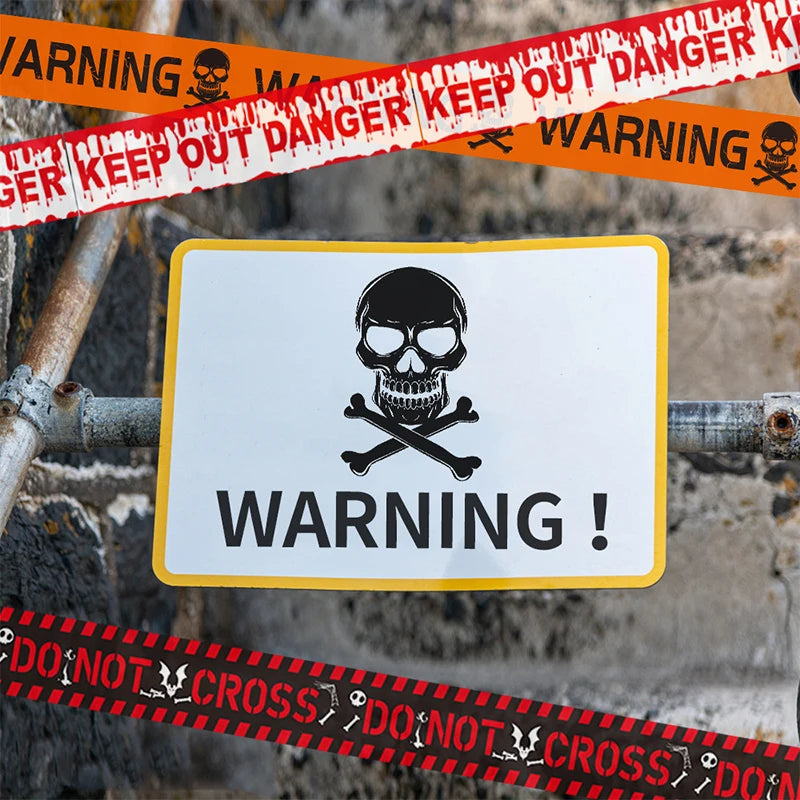 Halloween Skull Warning Tape Decoration