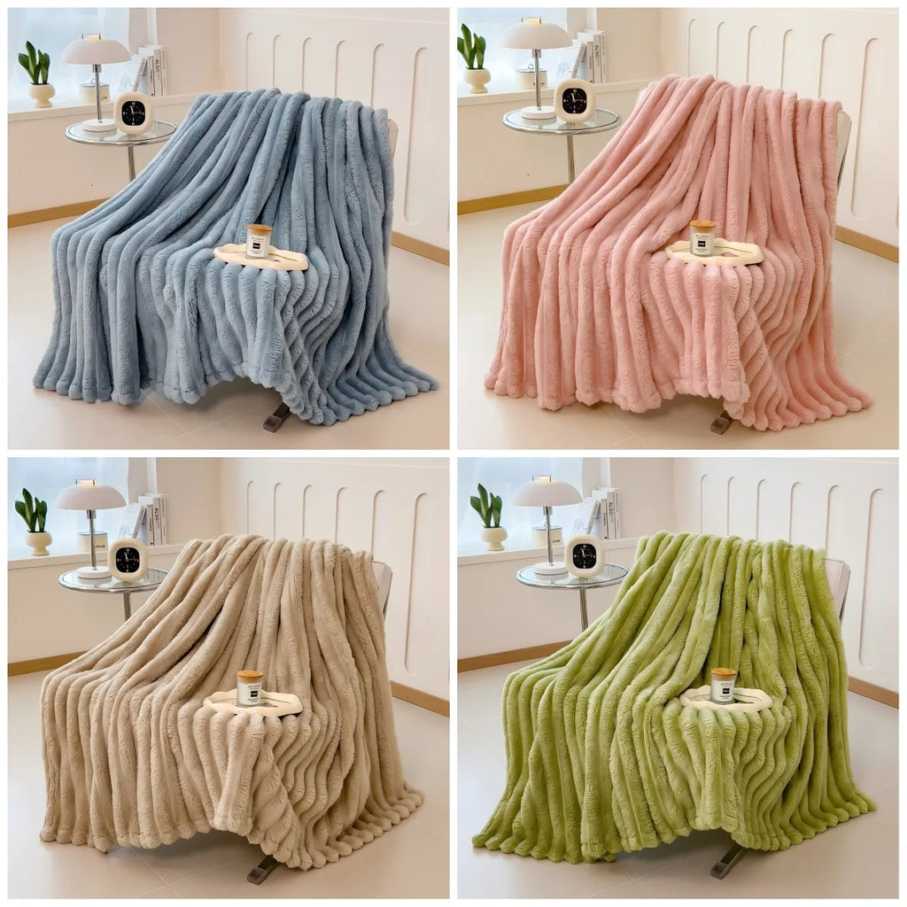 Cozy Striped Fleece Blanket