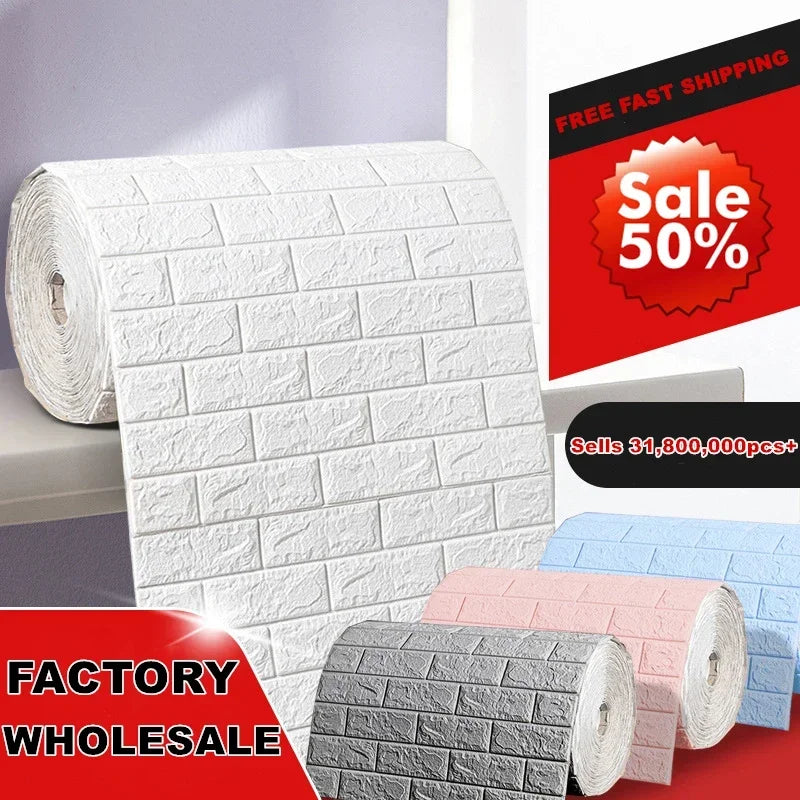 3D Foam Brick Wall Sticker – Self-Adhesive Waterproof Wallpaper