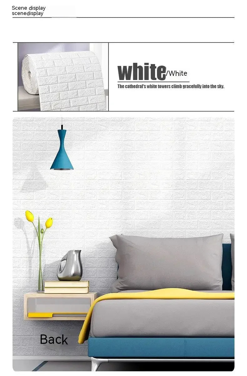 3D Foam Brick Wall Sticker – Self-Adhesive Waterproof Wallpaper
