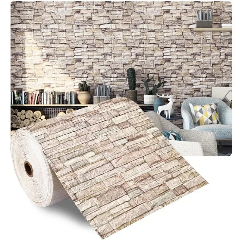 3D Foam Brick Wall Sticker – Self-Adhesive Waterproof Wallpaper