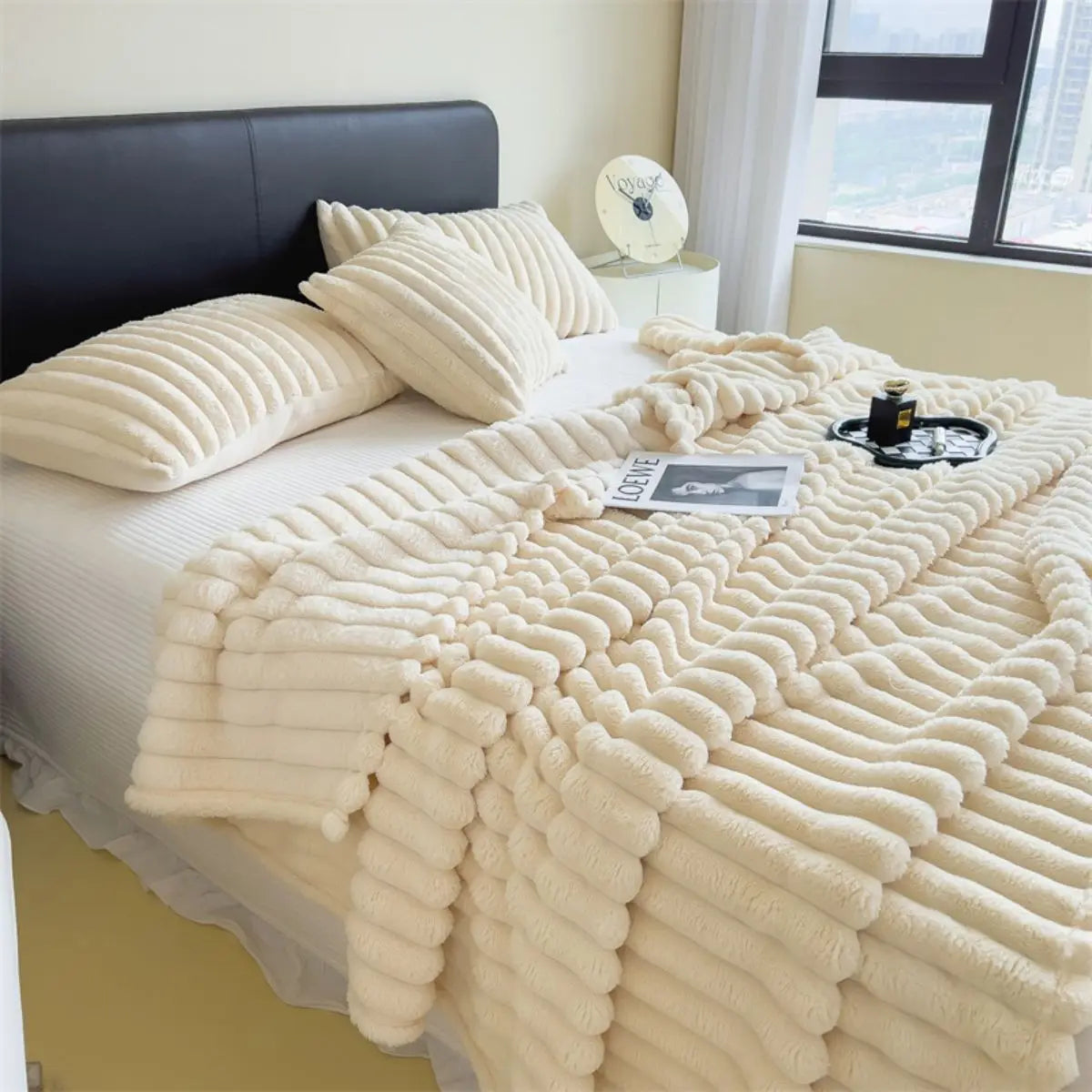 Cozy Striped Fleece Blanket