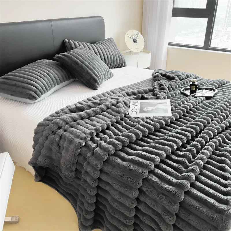 Cozy Striped Fleece Blanket