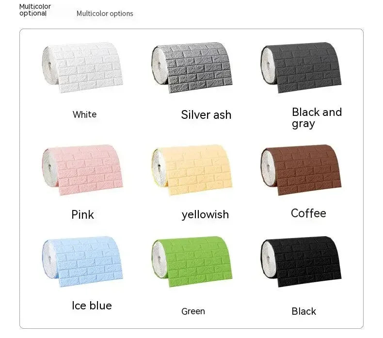 3D Foam Brick Wall Sticker – Self-Adhesive Waterproof Wallpaper