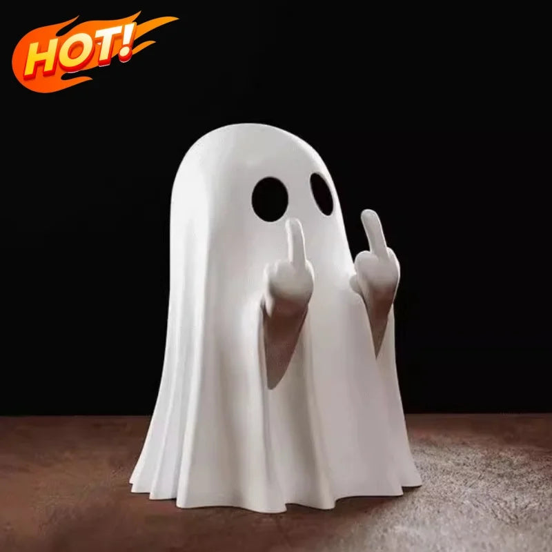 Middle Finger Ghost Statue – Halloween Novelty Decor