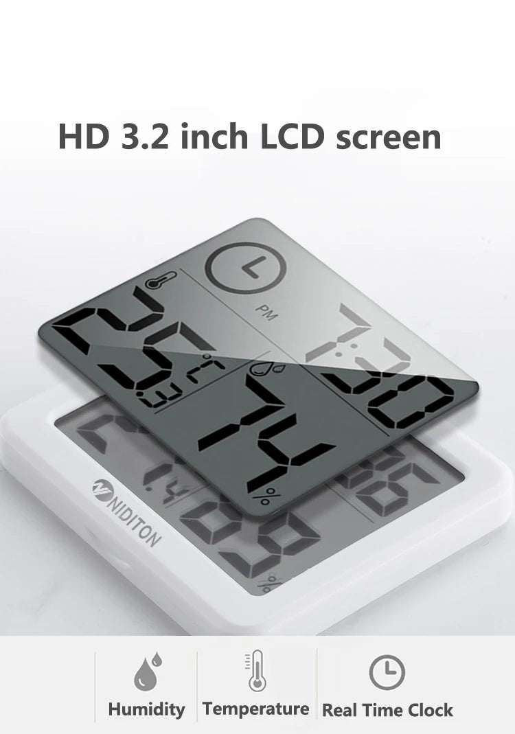 Digital Desk Clock with Temperature & Humidity Display