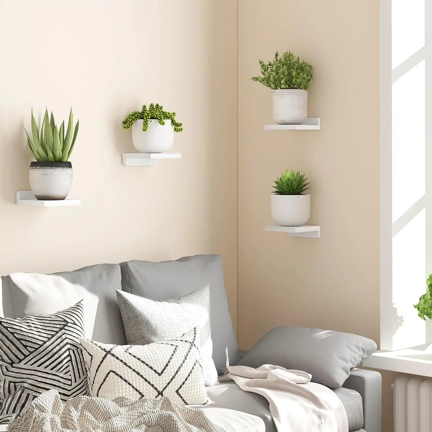 4-Pack Small Floating Wood Shelves for Wall – 5 Inch Display Ledges