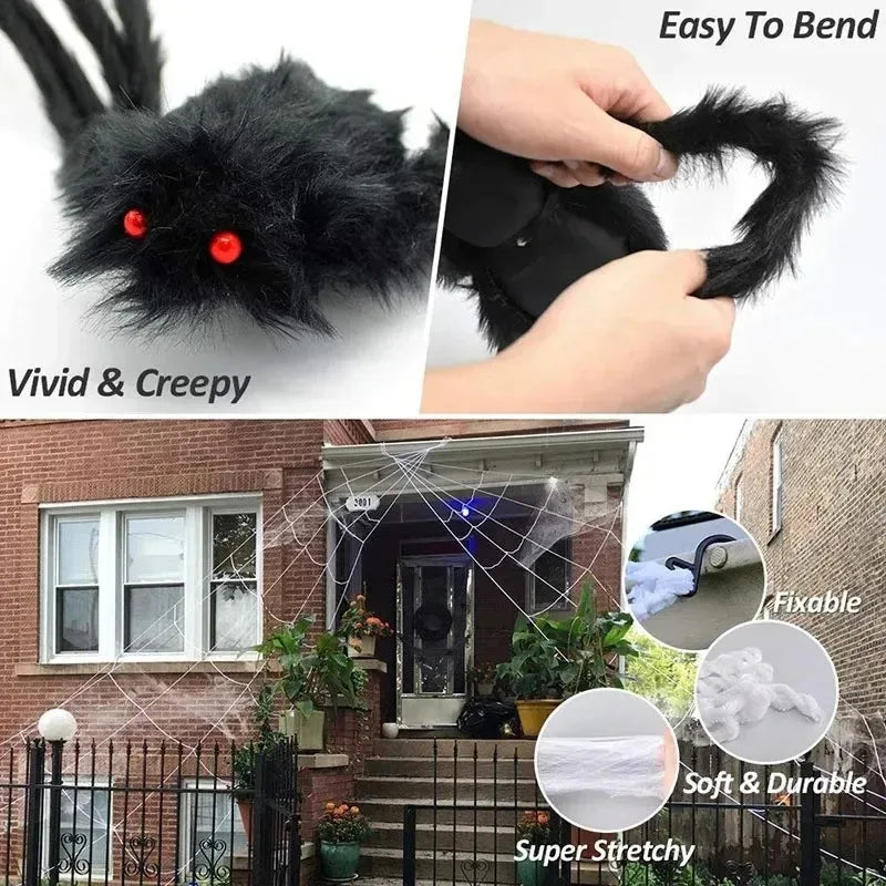 Giant Halloween Plush Spider Decoration – 30cm to 200cm