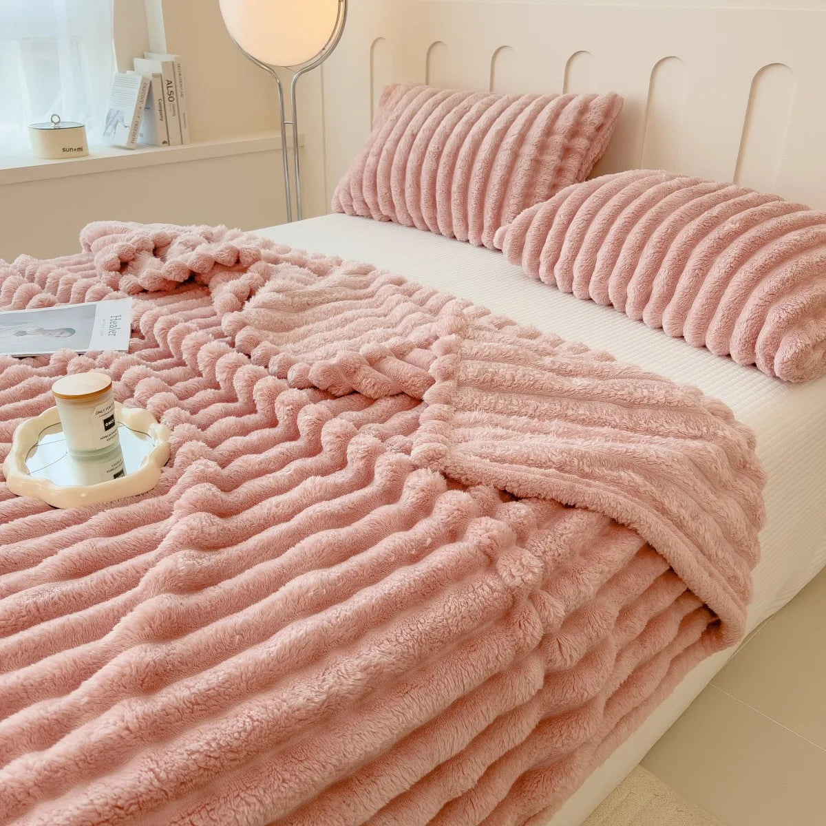 Cozy Striped Fleece Blanket