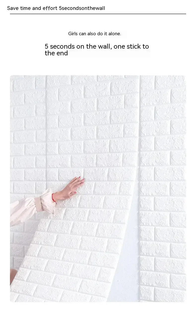 3D Foam Brick Wall Sticker – Self-Adhesive Waterproof Wallpaper