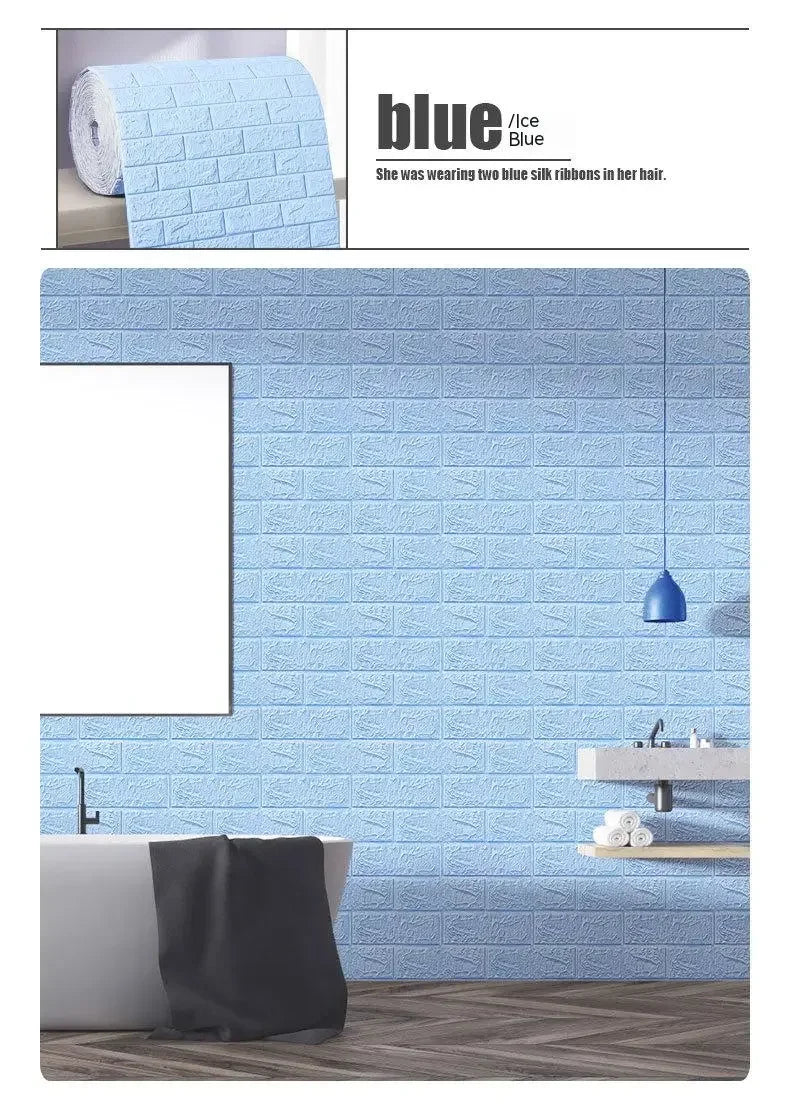 3D Foam Brick Wall Sticker – Self-Adhesive Waterproof Wallpaper